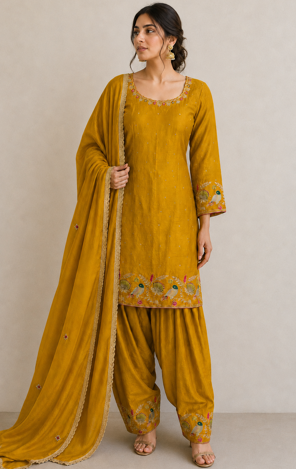 Sky Blue Pure Khadi Punjabi Suit Set with Zardozi Hand Embroidery