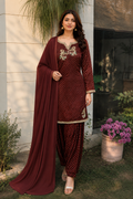 Maroon Polka Embroidered Punjabi Suit Set