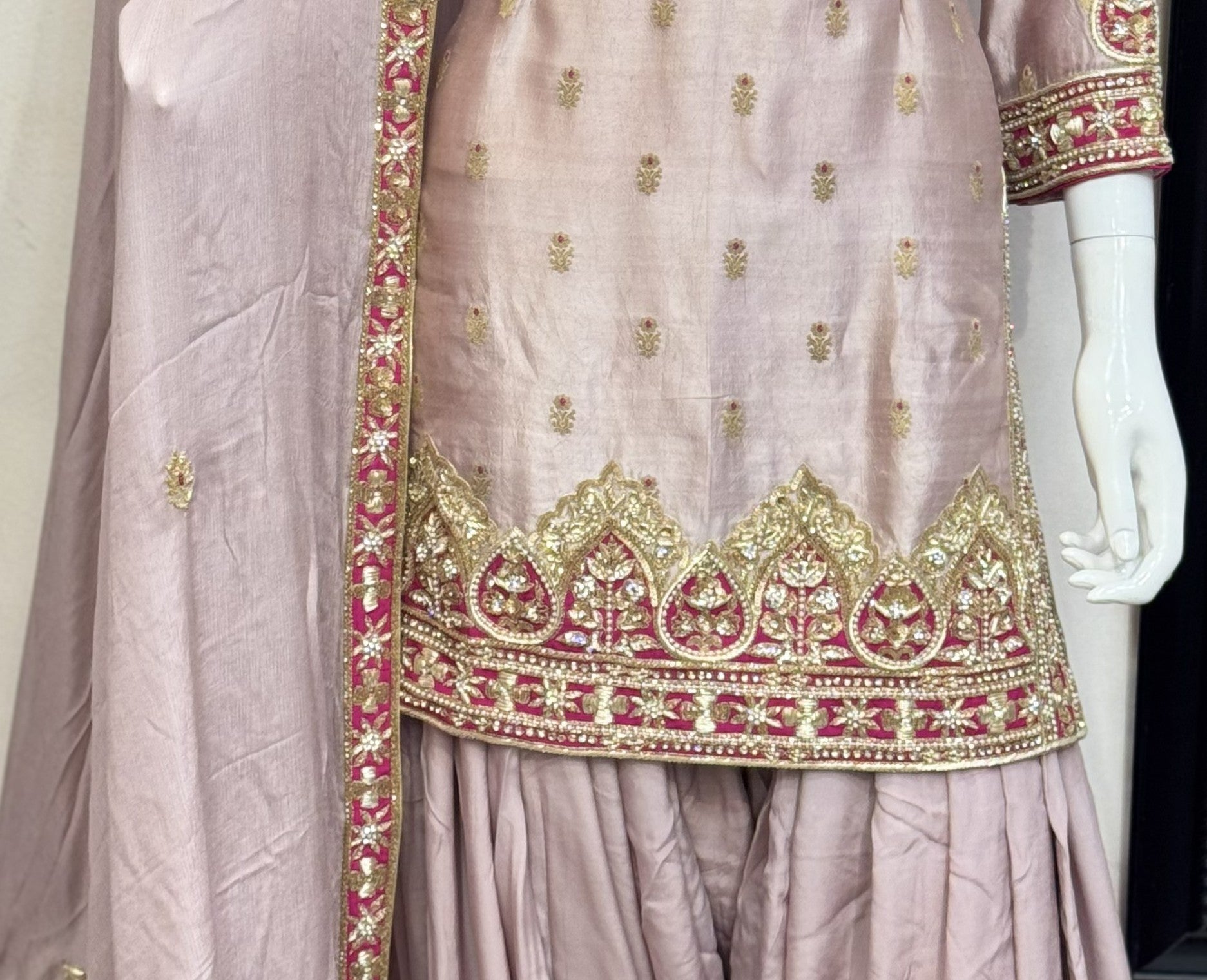 Lavender Zari Embroidered Punjabi Suit Set