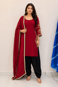 Ruby Red Embroidered Punjabi Suit Set