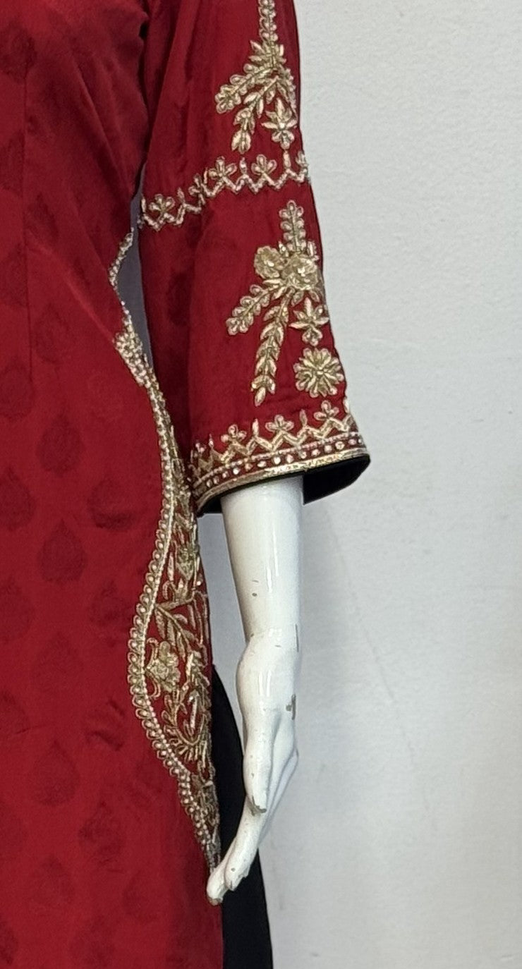 Ruby Red Embroidered Punjabi Suit Set