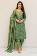 Emerald Green Embroidered Punjabi Suit Set