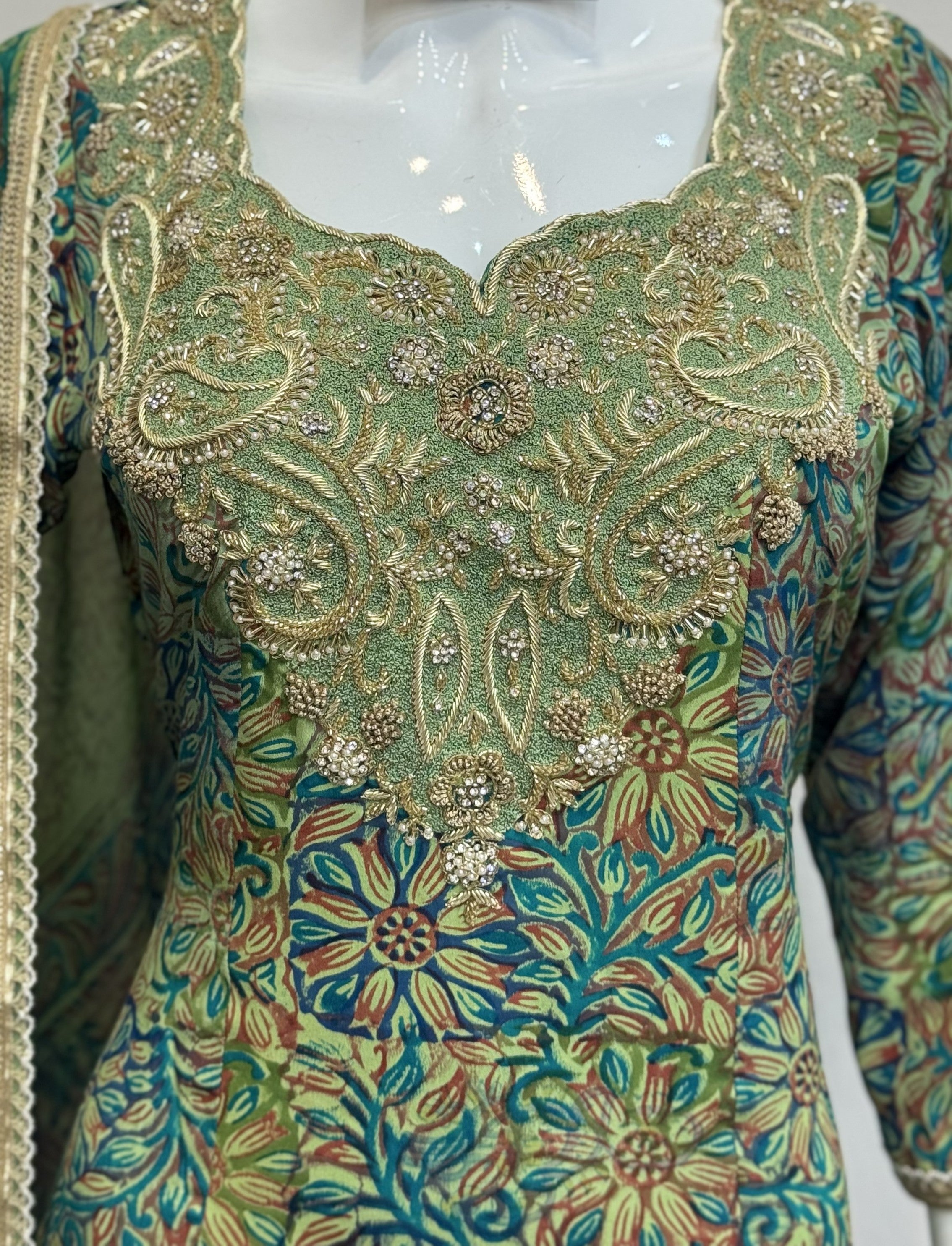 Emerald Green Embroidered Punjabi Suit Set