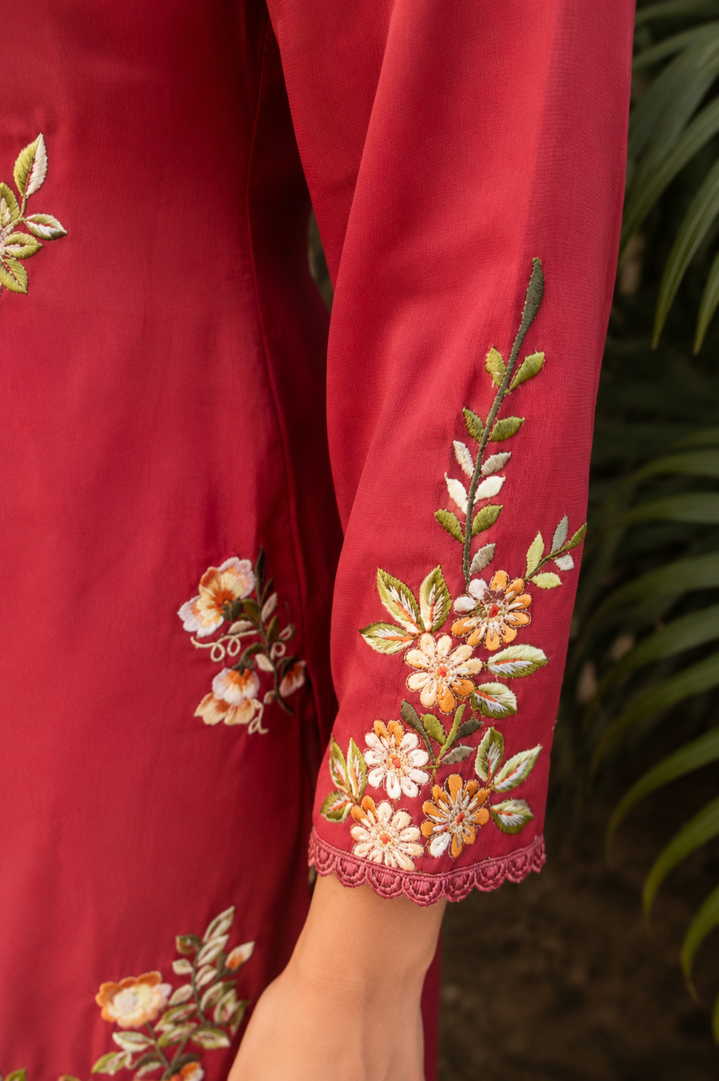Rose Crimson Floral Punjabi Suit Set